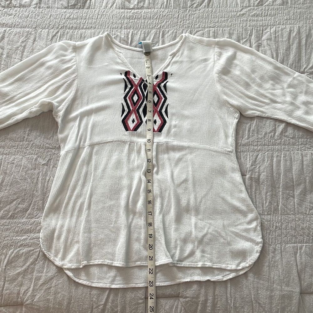 Buttons Boho 3/4 Sleeve Peasant Top - Picture 9 of 10